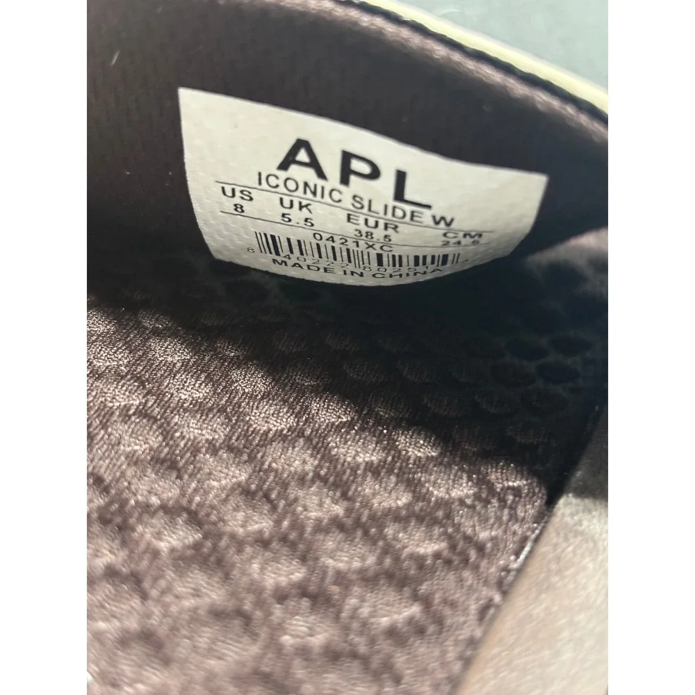 APL Iconic Slide‎ Women's Cow Hair Print Brown White Size 8 New